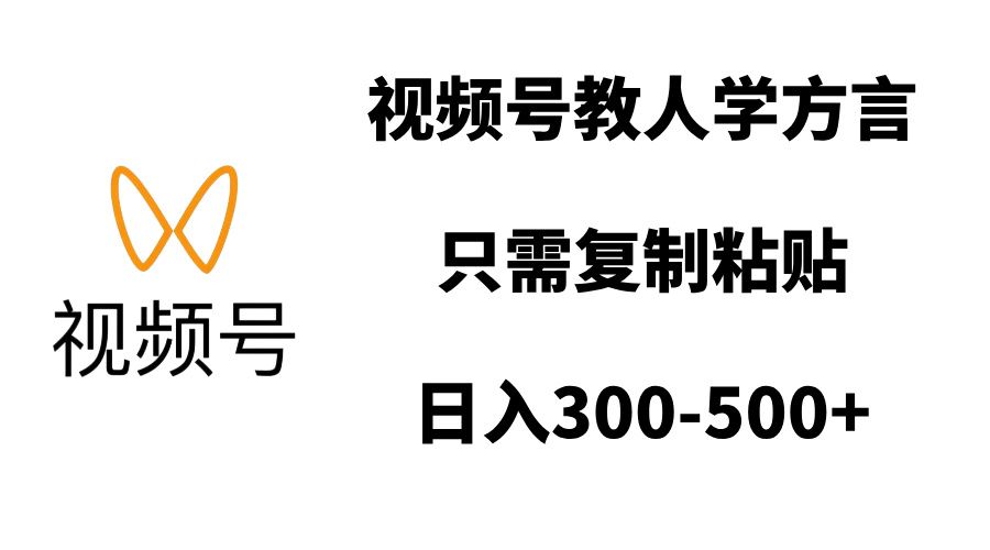 视频号教人学方言，只需复制粘贴，日入300-500+-艾莉资源