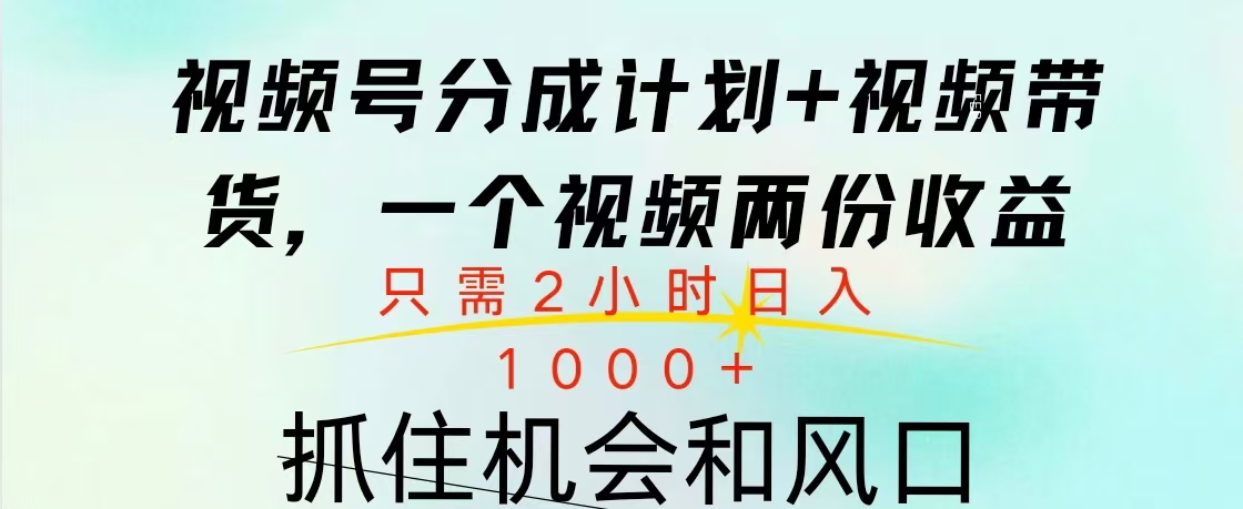 视频号橱窗带货， 10分钟一个视频， 2份收益，日入1000+-艾莉资源