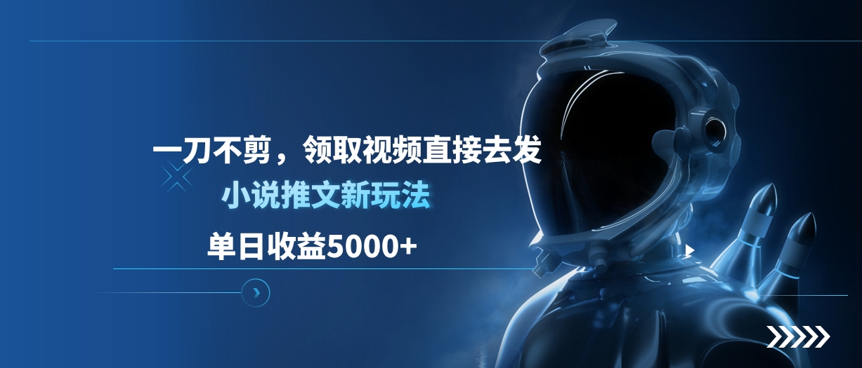 单日收益5000+，小说推文新玩法，一刀不剪，领取视频直接去发-艾莉资源