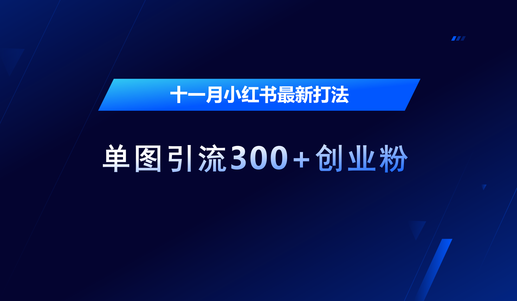 十一月，小红书最新打法，单图引流300+创业粉-艾莉资源