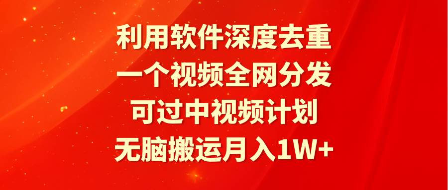 利用软件深度去重，一个视频全网分发，可过中视频计划，无脑搬运月入1W+-艾莉资源