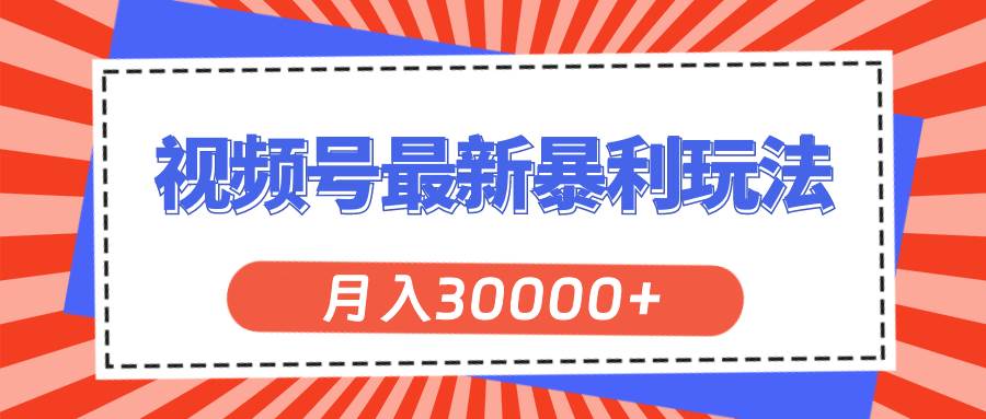 视频号最新暴利玩法，轻松月入30000+-艾莉资源