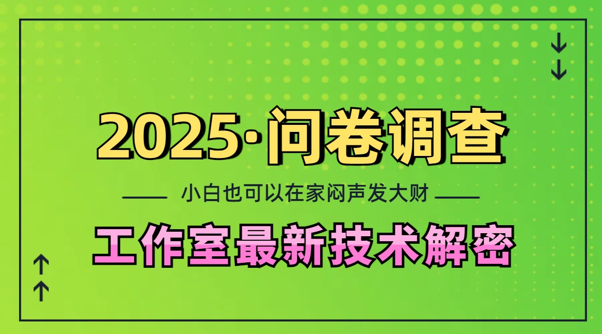 2025《问卷调查》最新工作室技术解密：一个人在家也可以闷声发大财，小白一天200+，可矩阵放大-艾莉资源