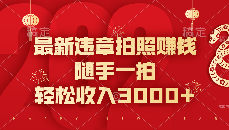 最新违章拍照赚钱，随手一拍，轻松收入3000+-艾莉资源