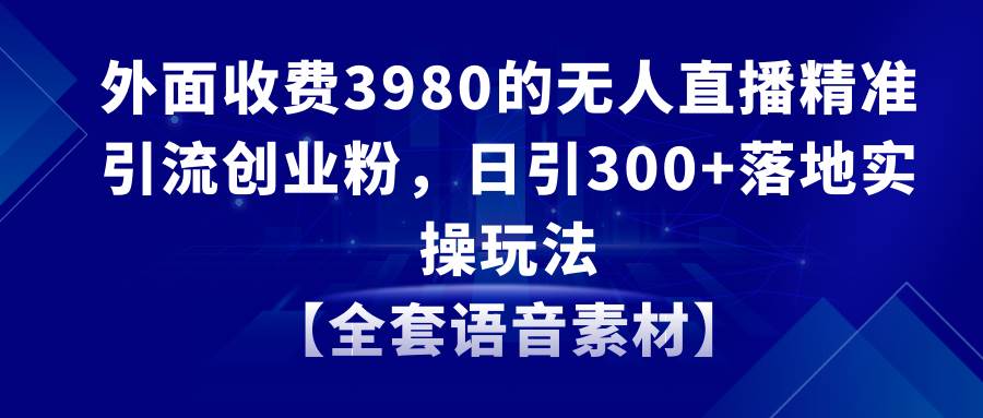 无人直播精准引流创业粉，日引300+落地实操玩法【全套语音素材】-艾莉资源