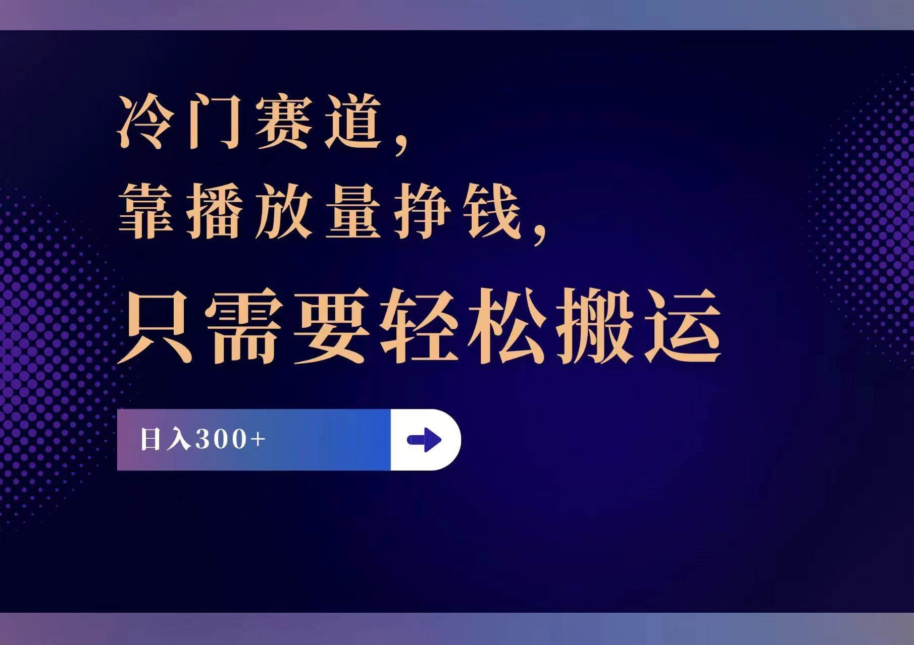 冷门赛道，靠播放量挣钱，只需要轻松搬运，日赚300+-艾莉资源