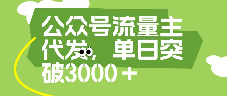 公众号流量主代发玩法，单日收益突破3000+-艾莉资源