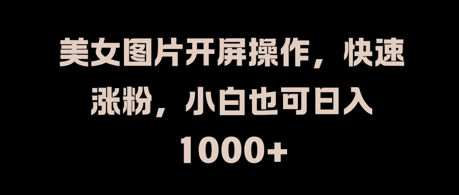 美女图片开屏操作，快速涨粉，小白也可日入1000+-艾莉资源