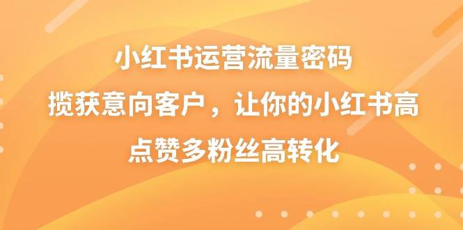 小红书运营流量密码，揽获意向客户，让你的小红书高点赞多粉丝高转化-艾莉资源