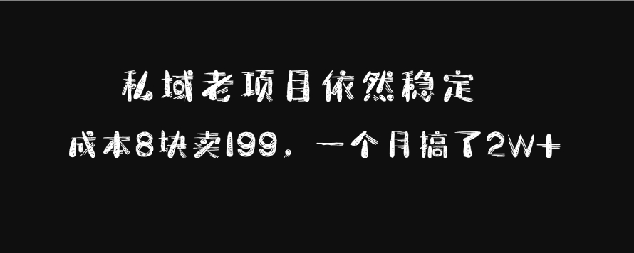 私域老项目依然稳定，成本8块卖199，一个月搞了2W+-艾莉资源