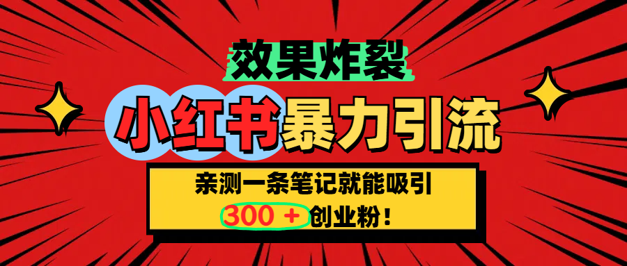 小红书炸裂玩法，亲测一条笔记就能吸引300+精准创业粉！-艾莉资源