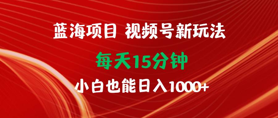 蓝海项目视频号新玩法 每天15分钟 小白也能日入1000+-艾莉资源
