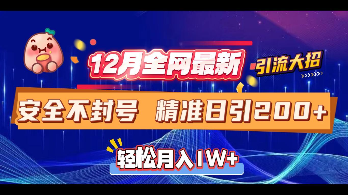 12月全网最新引流大招 安全不封号 日引精准粉200+-艾莉资源