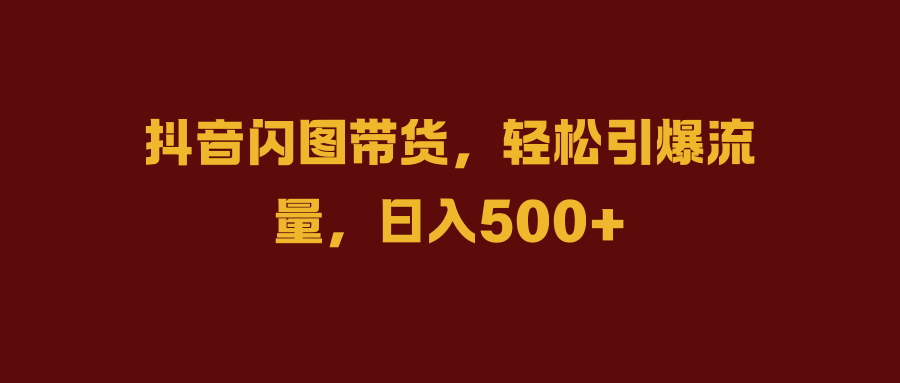 抖音闪图带货，轻松引爆流量，日入500+-艾莉资源