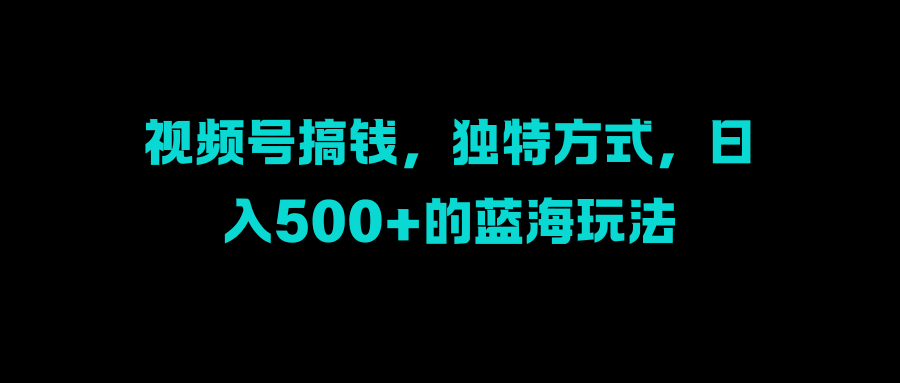 视频号搞钱，独特方式，日入500+的蓝海玩法-艾莉资源
