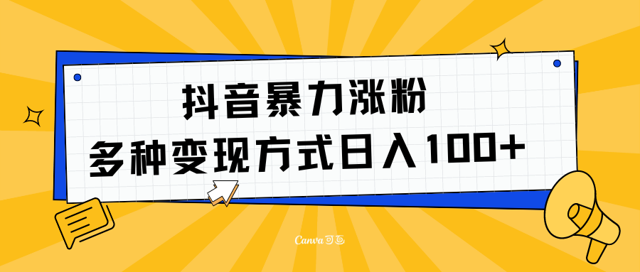 抖音暴力涨粉：多方式变现 日入100+-艾莉资源