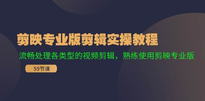 剪映专业版剪辑实操教程：流畅处理各类型的视频剪辑，熟练使用剪映专业版-艾莉资源