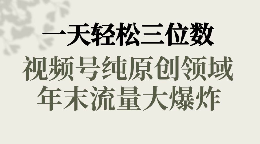 一天轻松三位数，视频号纯原创领域，春节童子送祝福，年末流量大爆炸-艾莉资源