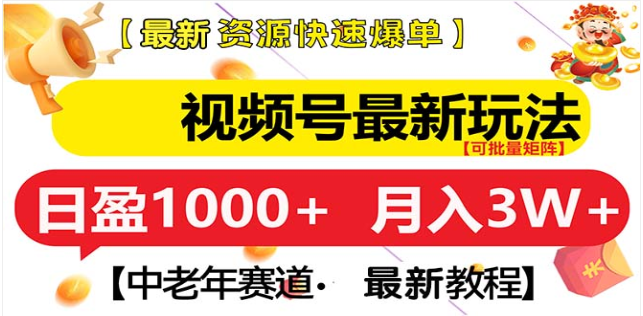 视频号独家玩法，老年养生赛道，无脑搬运爆款视频，日入1000+-艾莉资源