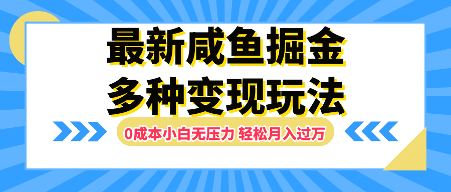 最新咸鱼掘金玩法，更新玩法，0成本小白无压力，多种变现轻松月入过万-艾莉资源