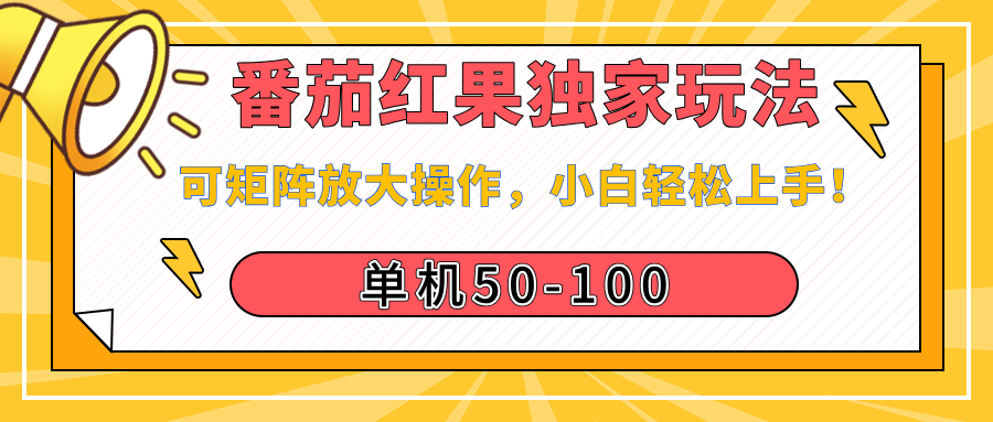 番茄红果独家玩法，单机50-100，可矩阵放大操作，小白轻松上手！-艾莉资源