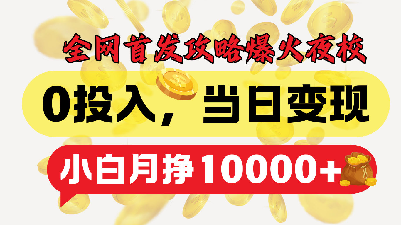 全网首发！爆火夜校，0投入，当日变现，小白轻松月入1w+-艾莉资源