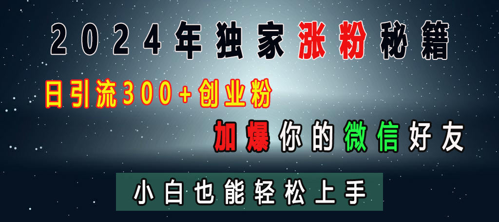 2024年独家涨粉秘籍，日引流300+创业粉，加爆你的微信好友，小白也能轻松上手-艾莉资源
