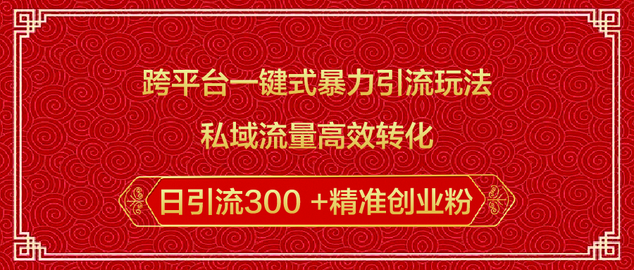 跨平台一键式暴力引流玩法，私域流量高效转化日引流300 +精准创业粉-艾莉资源