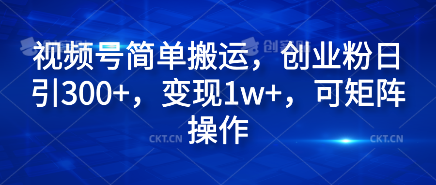 视频号简单搬运，创业粉日引300+，变现1w+，可矩阵操作-艾莉资源