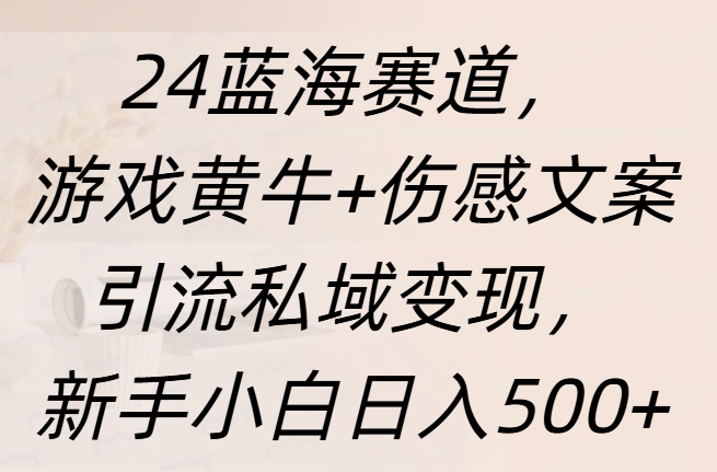 24蓝海赛道，游戏黄牛+伤感文案引流私域变现，新手日入500+-艾莉资源