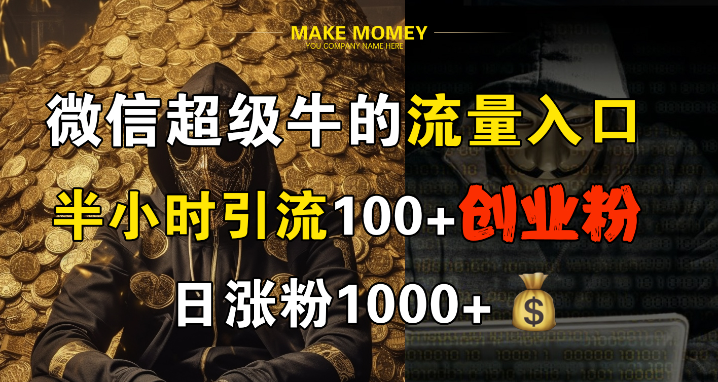 微信超级牛的流量入口，半小时引流100+创业粉，日涨粉1000+-艾莉资源