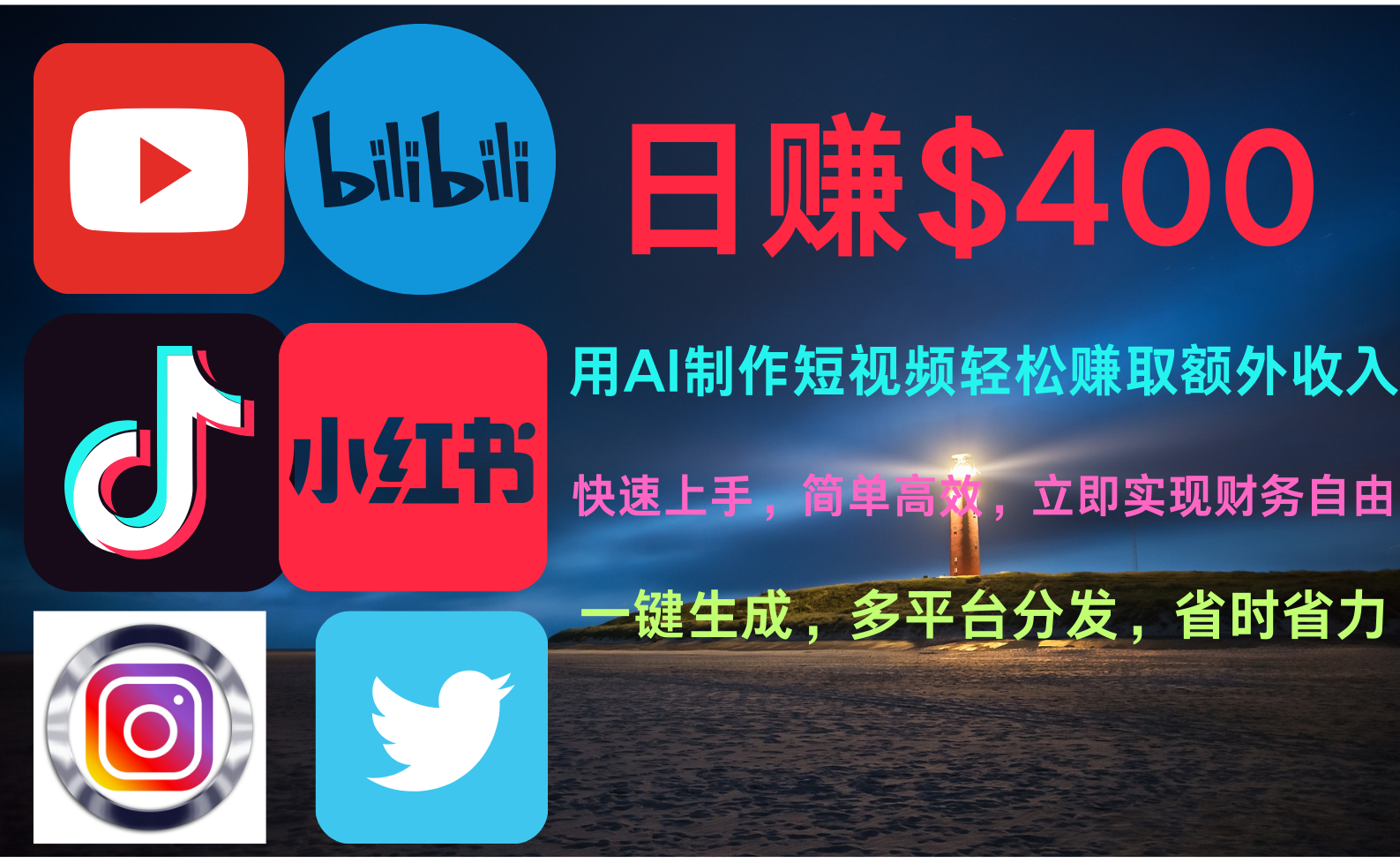 玩转全网视频平台，创造视频就能轻松赚取每天400美金-艾莉资源