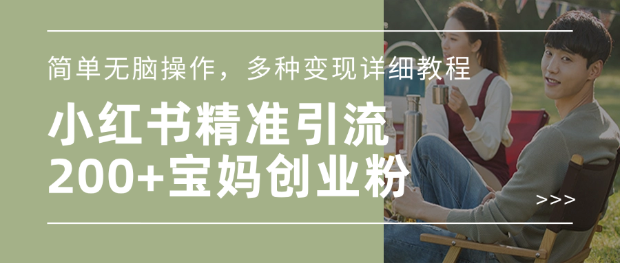 小红书精准日引200+宝妈创业粉，简单无脑操作，多种变现详细教程-艾莉资源