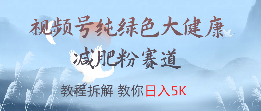 视频号纯绿色大健康粉赛道，教程拆解，教你日入5K-艾莉资源