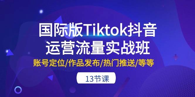 国际版Tiktok抖音运营流量实战班：账号定位/作品发布/热门推送/等等-13节-艾莉资源