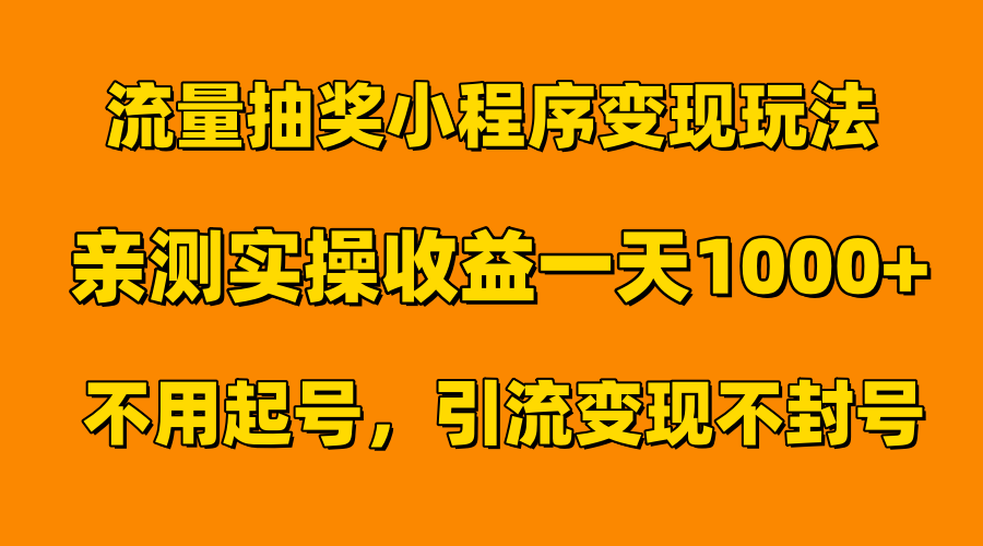 流量抽奖小程序变现玩法，亲测一天1000+不用起号当天见效-艾莉资源