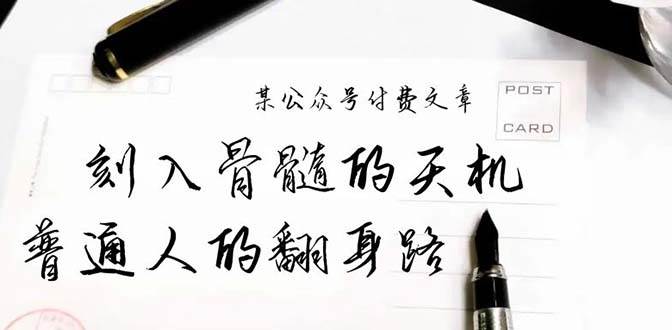 某公众号付费文章：刻入骨髓的天机，揭露“普通人的翻身路” 这件通天大事-艾莉资源