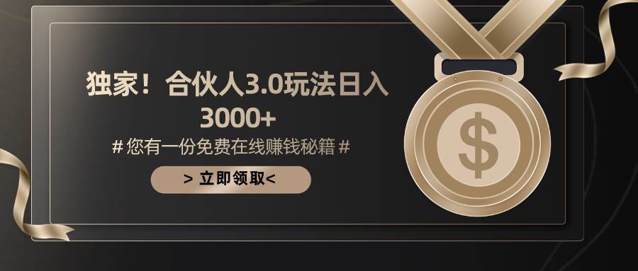 游戏合伙人3.0，日入3000+，无限扩大的蓝海项目-艾莉资源