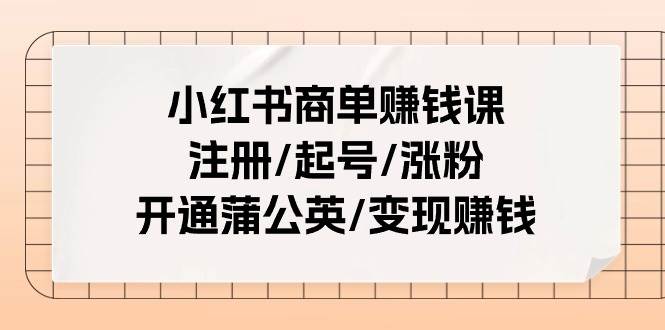 小红书商单赚钱课：注册/起号/涨粉/开通蒲公英/变现赚钱（25节课）-艾莉资源