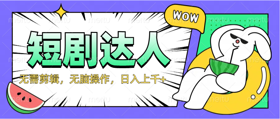 2024最新短剧玩法，无需剪辑，无脑操作，日入上千+-艾莉资源