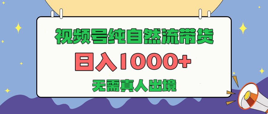 视频号纯自然流带货，日入1000+，无需真人出境，新手小白也可操作-艾莉资源
