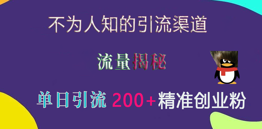不为人知的引流渠道，流量揭秘，实测单日引流200+精准创业粉-艾莉资源