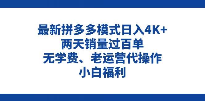 拼多多最新模式日入4K+两天销量过百单，无学费、老运营代操作、小白福利-艾莉资源