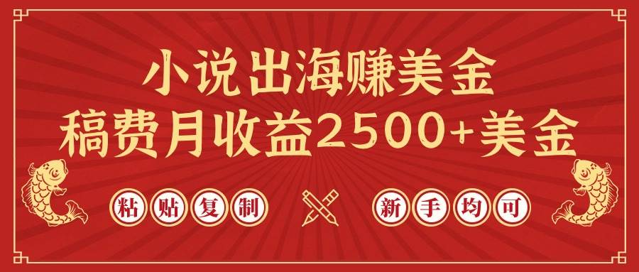 小说出海赚美金，稿费月收益2500+美金，仅需chatgpt粘贴复制，新手也能玩转-艾莉资源