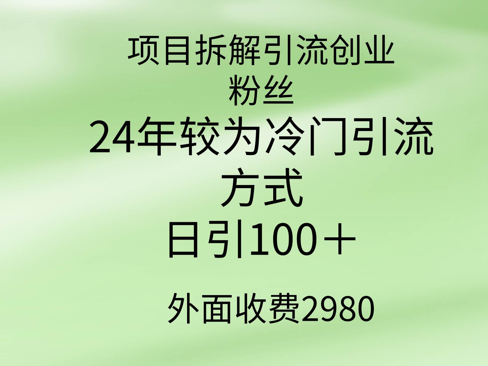 项目拆解引流创业粉丝，24年较冷门引流方式，轻松日引100＋-艾莉资源