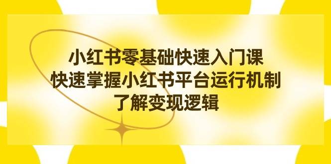 小红书0基础快速入门课，快速掌握小红书平台运行机制，了解变现逻辑-艾莉资源