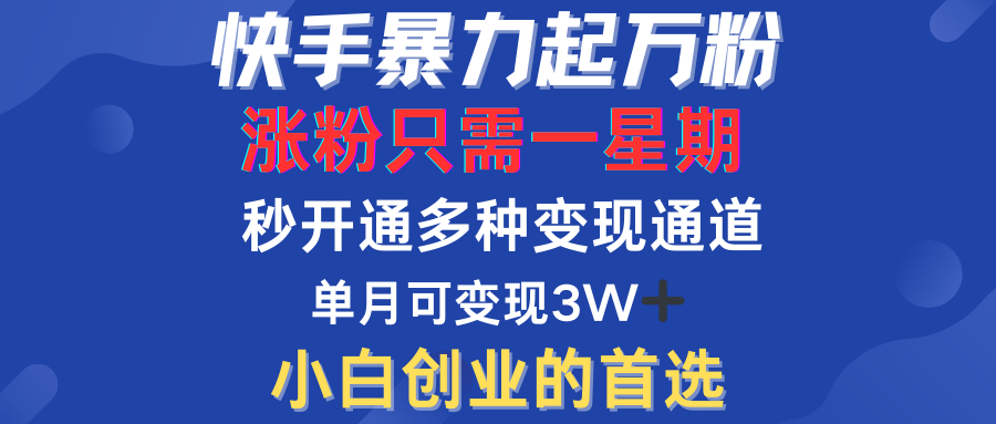 快手暴力起万粉，涨粉只需一星期！多种变现模式-艾莉资源