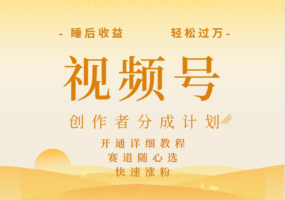 详解视频号创作者分成计划，暴力起号，可同步多平台，实现睡后收入2W+，看懂即可操作！-艾莉资源