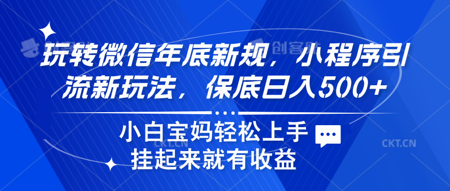 玩转微信年底新规，小程序引流新玩法，保底日入500+-艾莉资源
