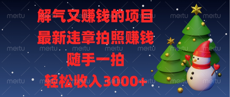 解气又赚钱的项目，最新违章拍照赚钱，随手一拍，轻松收入3000+-艾莉资源